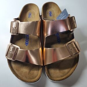 New Birkenstock Arizona Metallic Copper Sandals